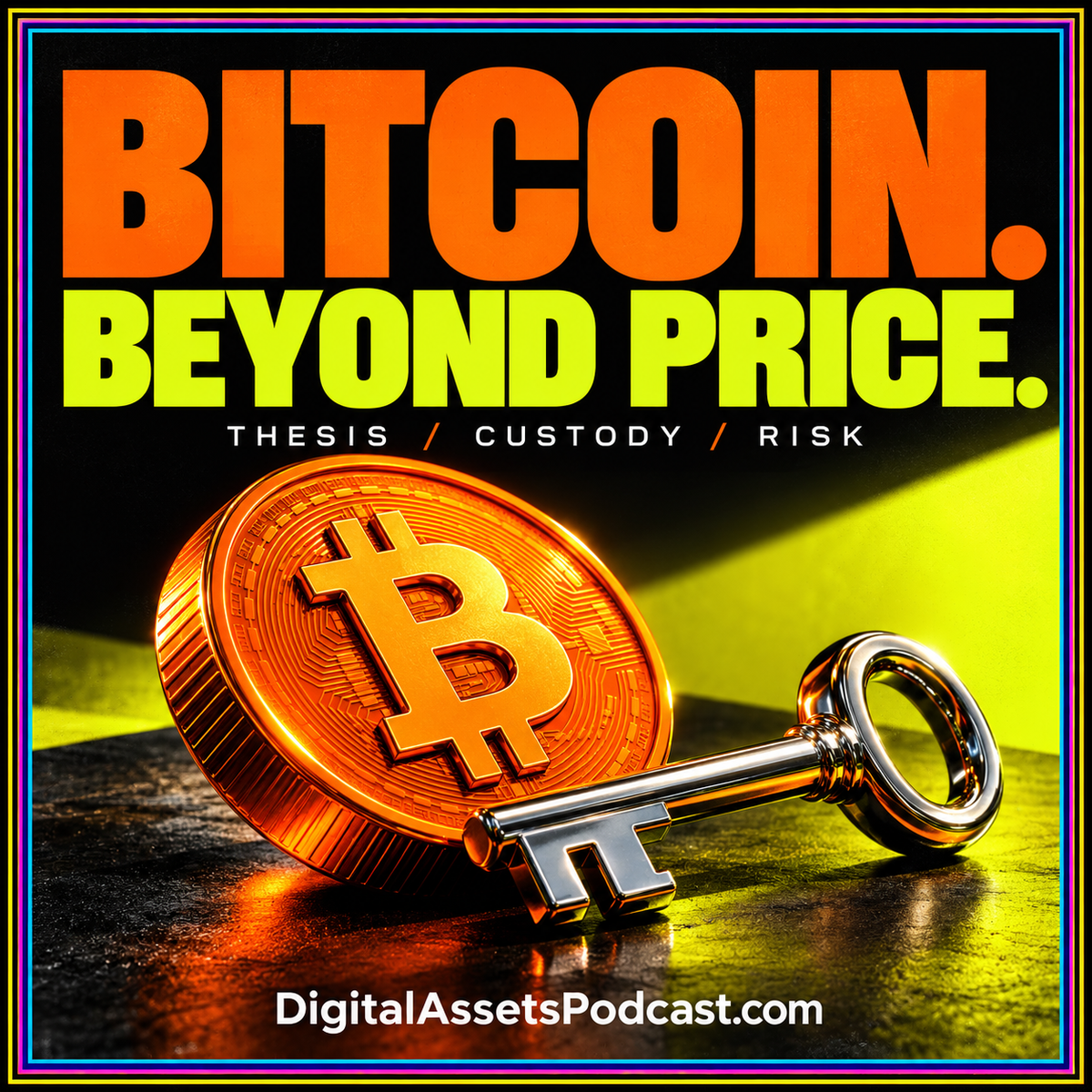 BITCOIN, DECODED: original neon editorial cover